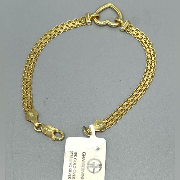 Women’s 18k Gold Over Sterling Silver Heart Bracelet - Picture 4 of 7